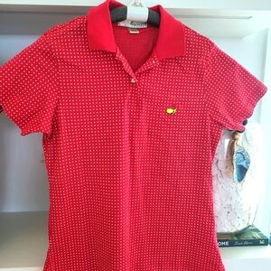 ⛳️Masters Ladies golf shirt. Size M Red with cream polka-dot